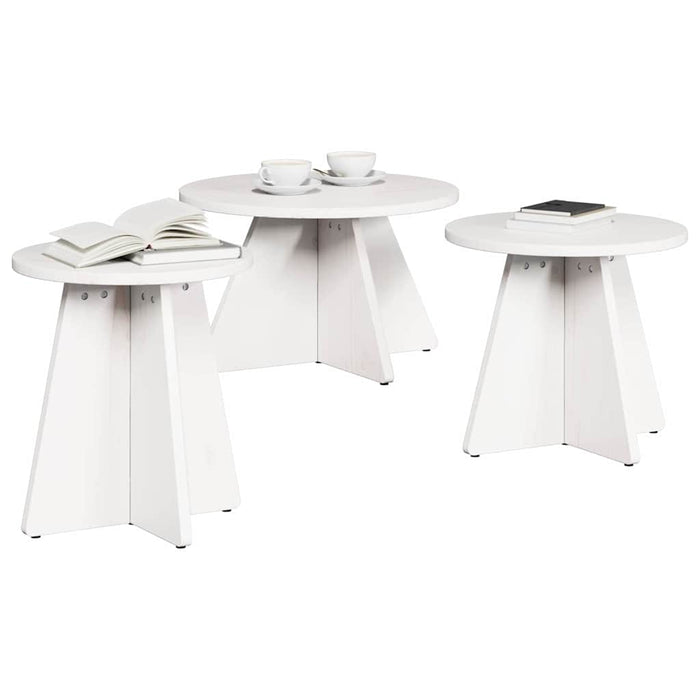 vidaXL Tavolino da salotto 3 pcs Bianco 49 x 49 x 30 cm
