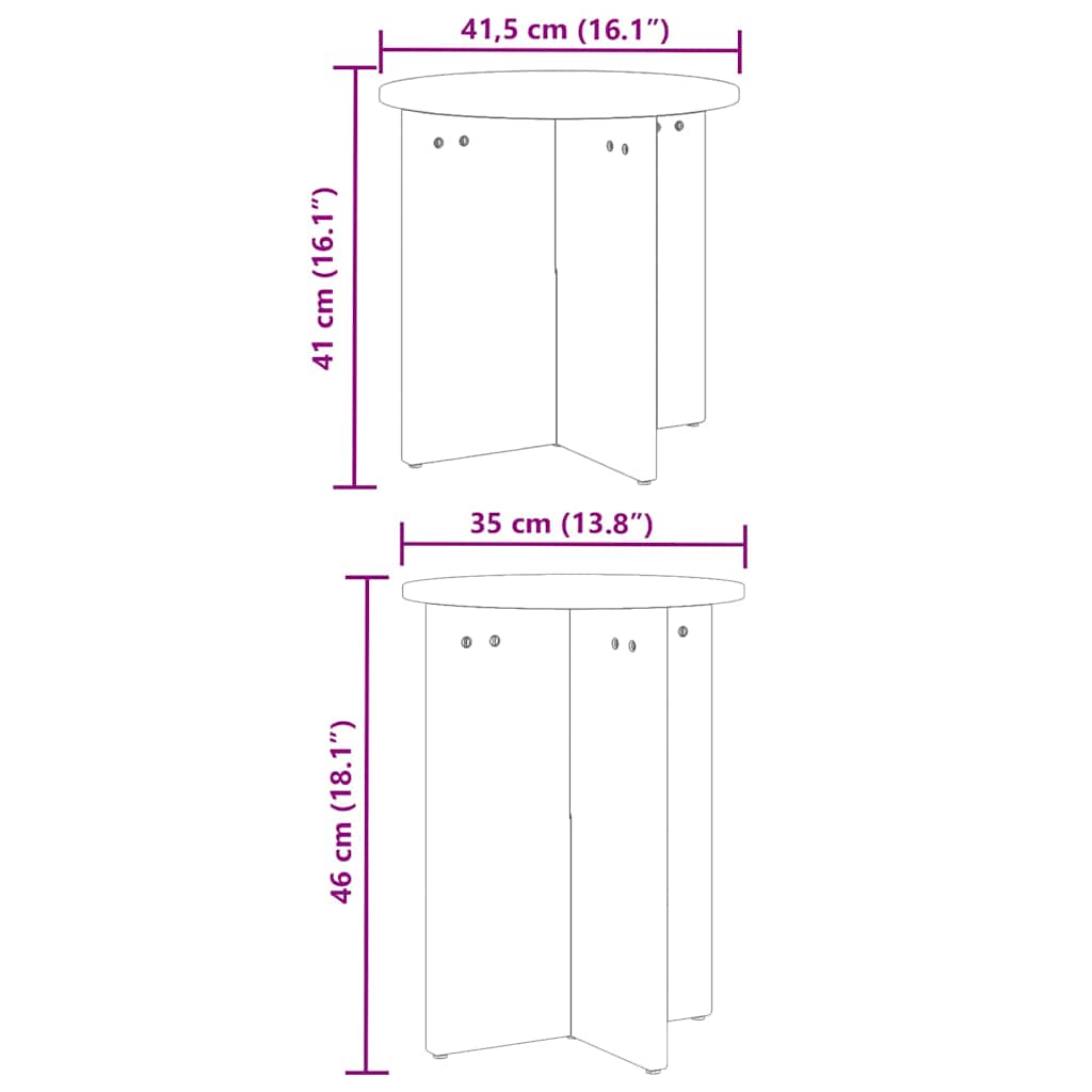 vidaXL Tavolino da salotto 2 pcs Naturale 41.5 x 41.5 x 41 cm