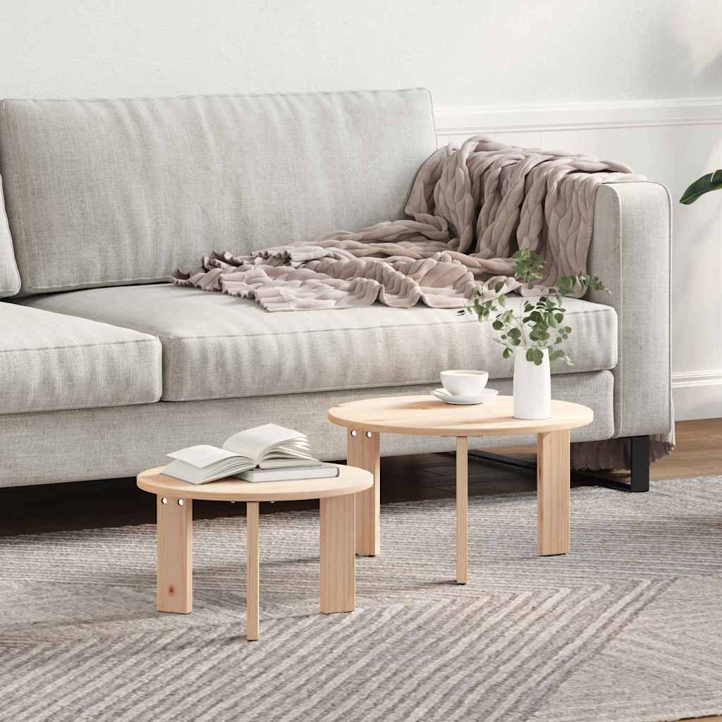 vidaXL Tavolino da salotto 2 pcs Naturale 47.5 x 47.5 x 27 cm
