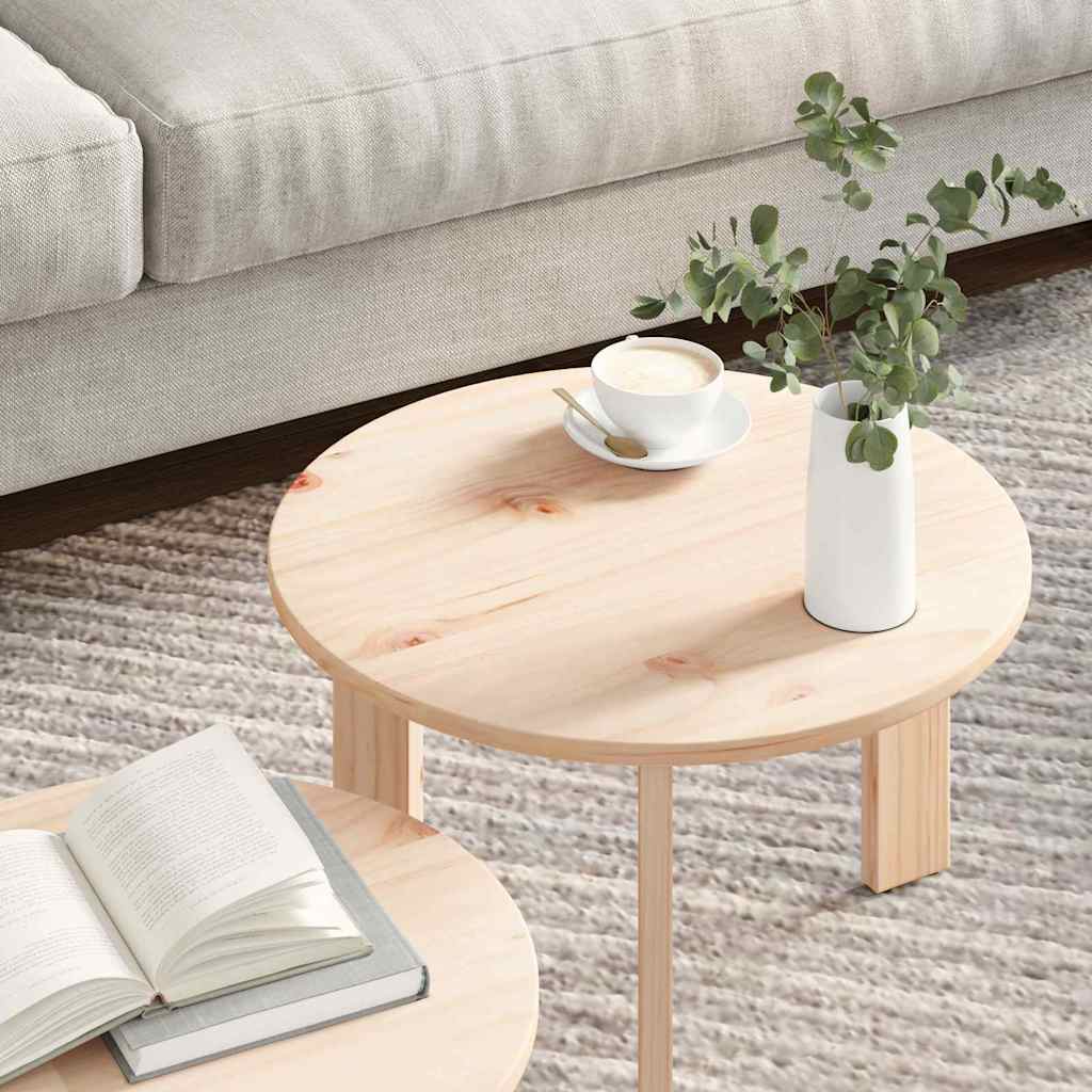 vidaXL Tavolino da salotto 2 pcs Naturale 47.5 x 47.5 x 27 cm