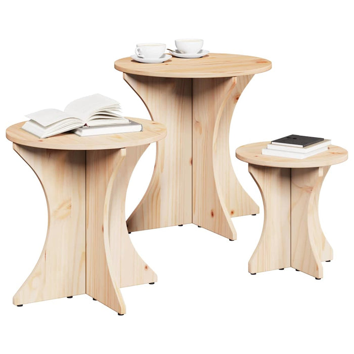 vidaXL Tavolino da salotto 3 pcs Naturale 46 x 46 x 47 cm