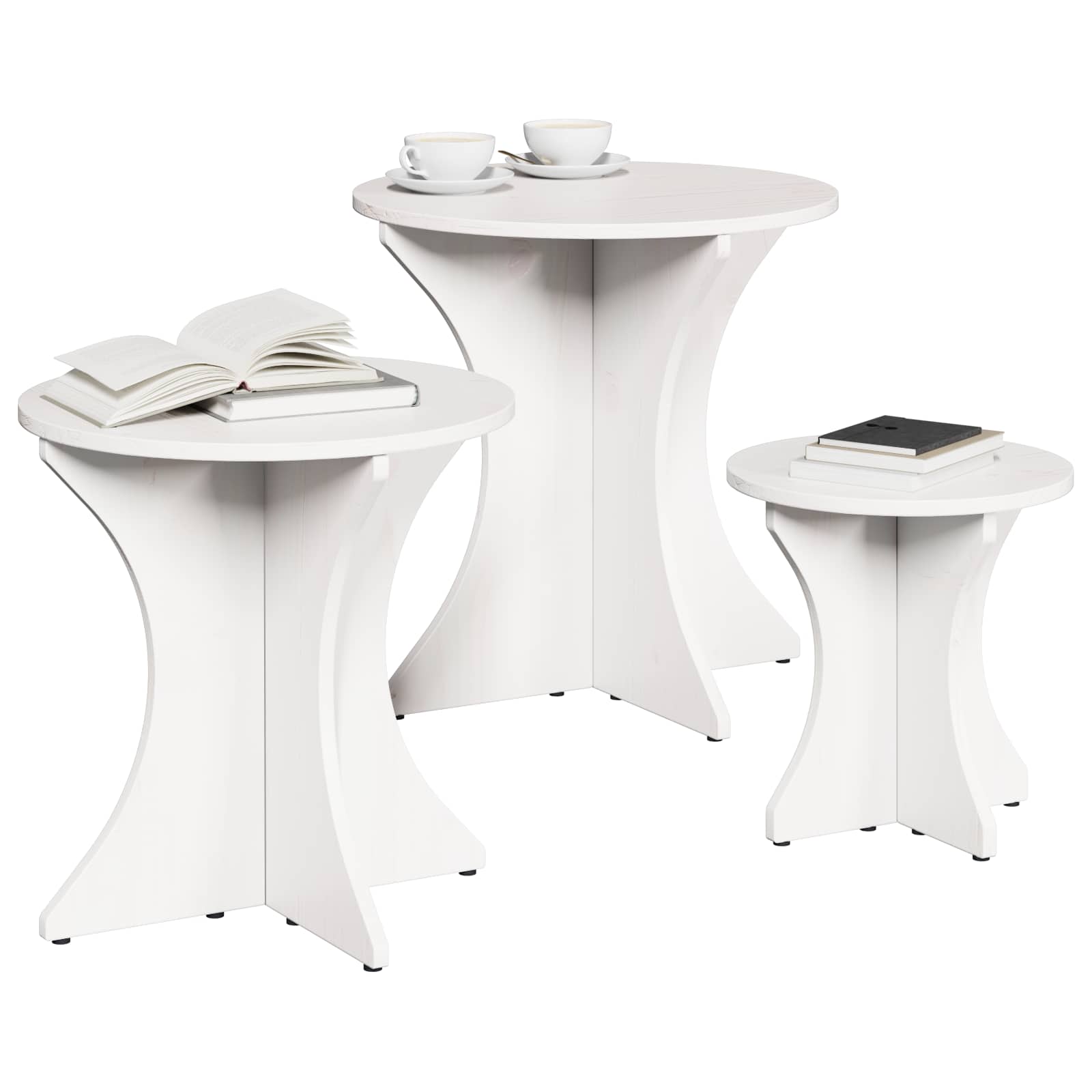 Tavolino da salotto 3 pcs Bianco 873569