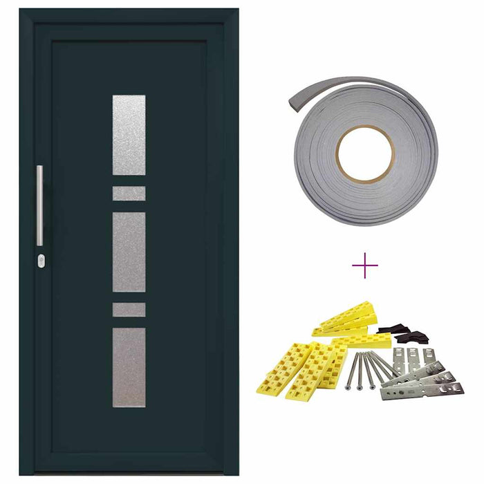 vidaXL Porta d'ingresso Antracite PVC