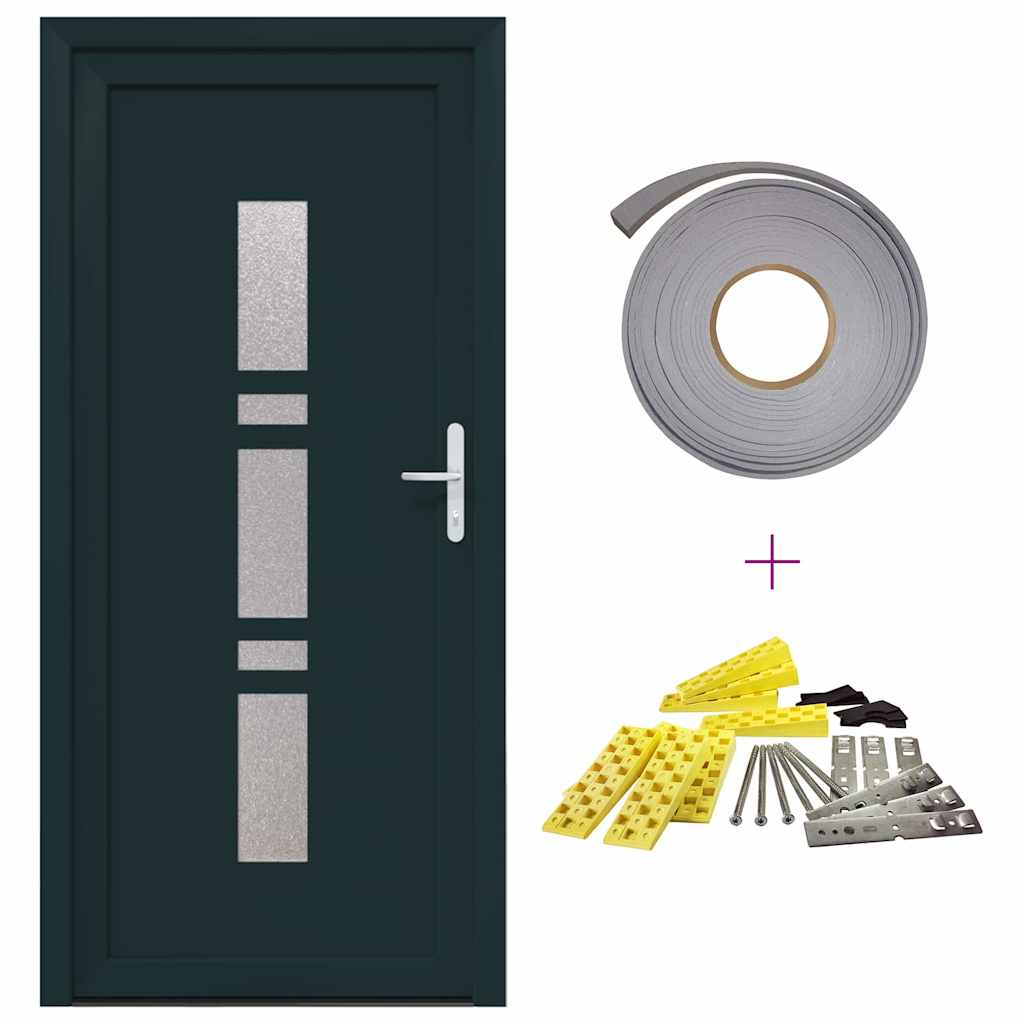 vidaXL Porta d'ingresso Antracite PVC