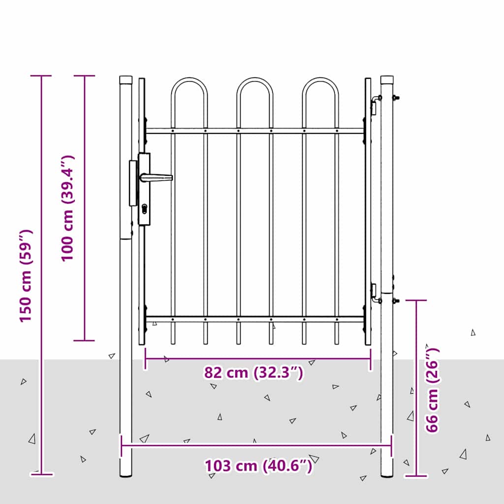 vidaXL Cancello per recinzione Grigio 100 x 100 cm