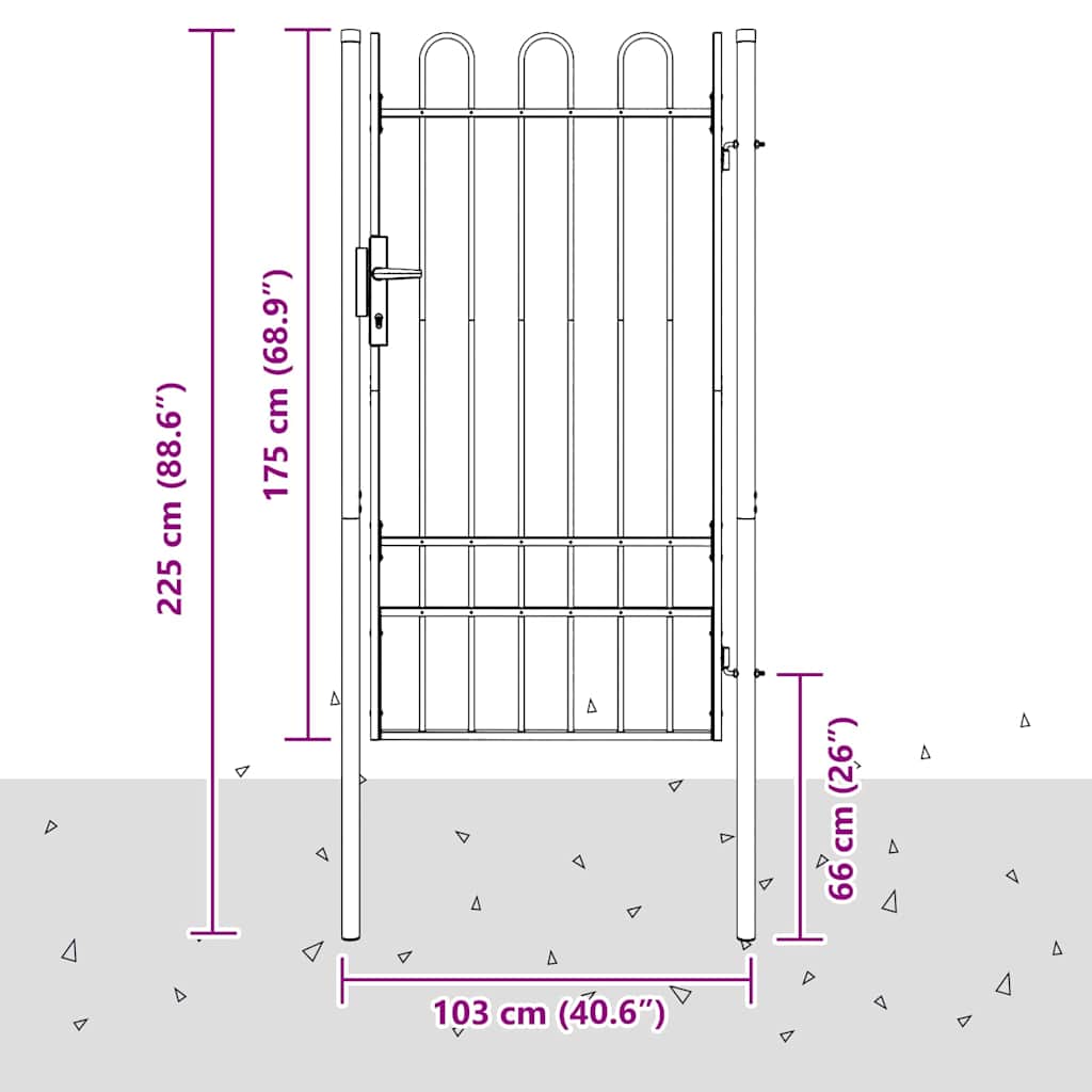 vidaXL Cancello per recinzione Grigio 100 x 175 cm
