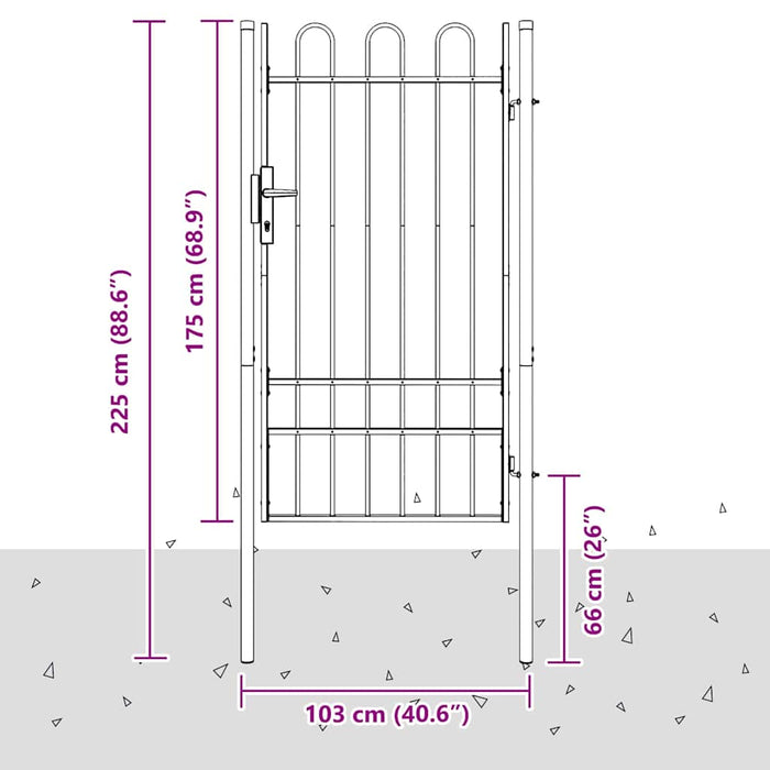 vidaXL Cancello per recinzione Grigio 100 x 175 cm