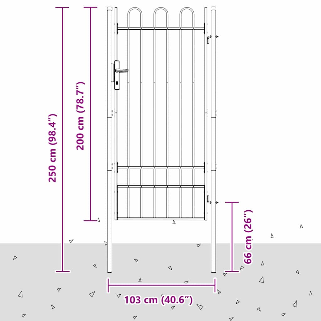 vidaXL Cancello per recinzione Grigio 100 x 200 cm