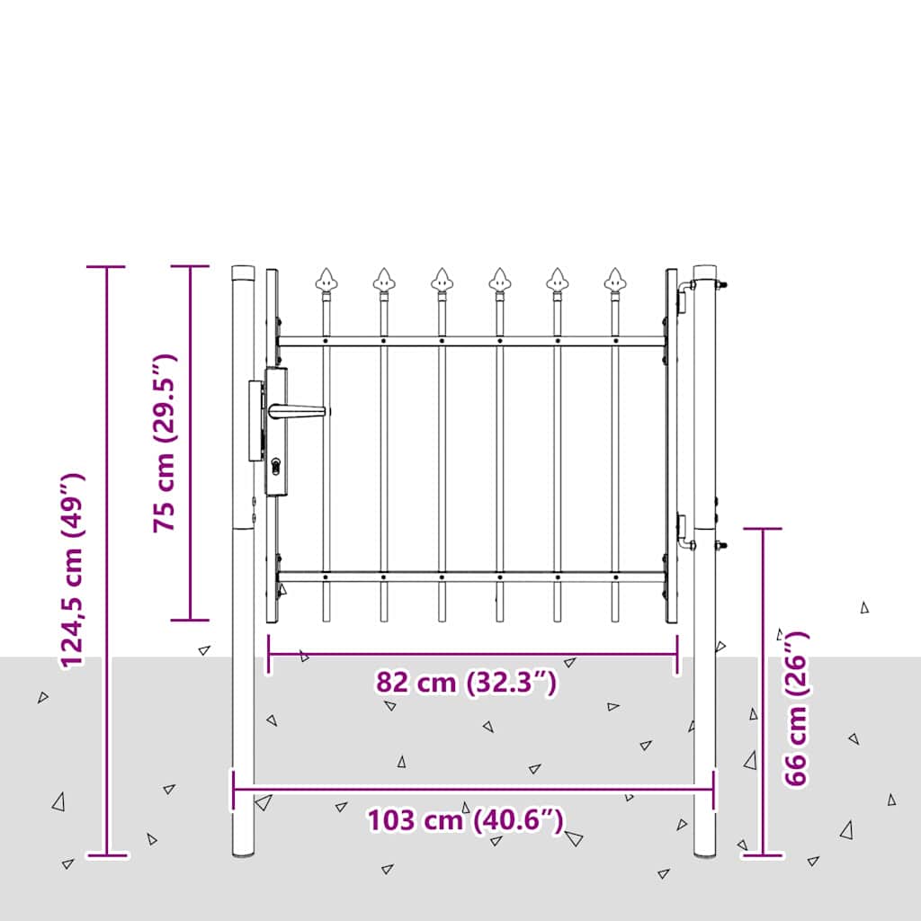 vidaXL Cancello per recinzione Grigio 100 x 75 cm