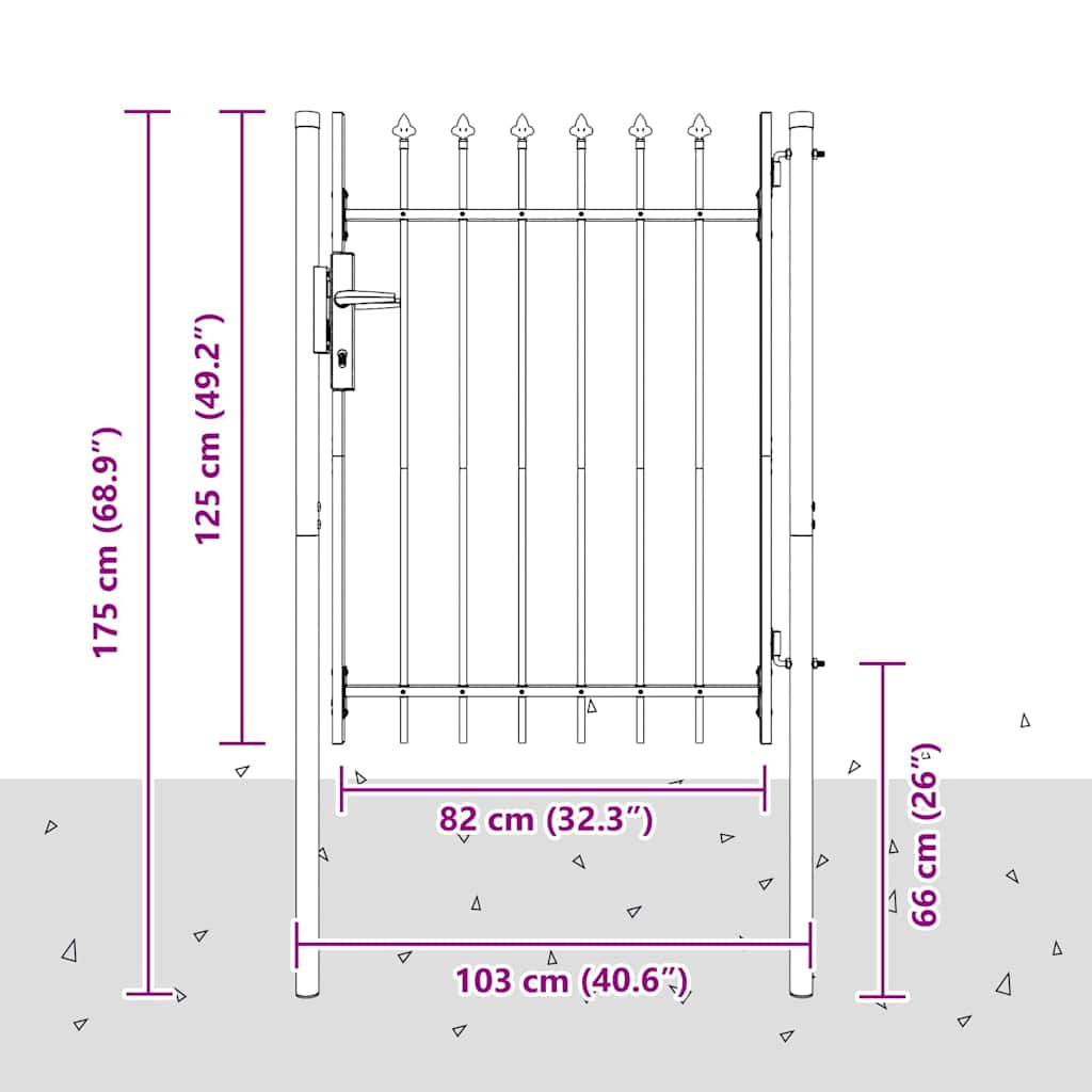 vidaXL Cancello per recinzione Grigio 100 x 120 cm