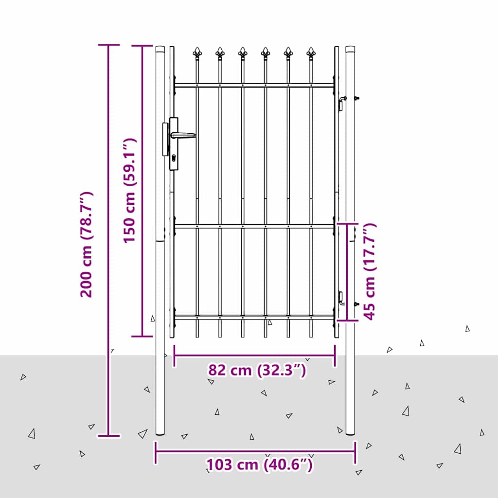 vidaXL Cancello per recinzione Grigio 100 x 150 cm
