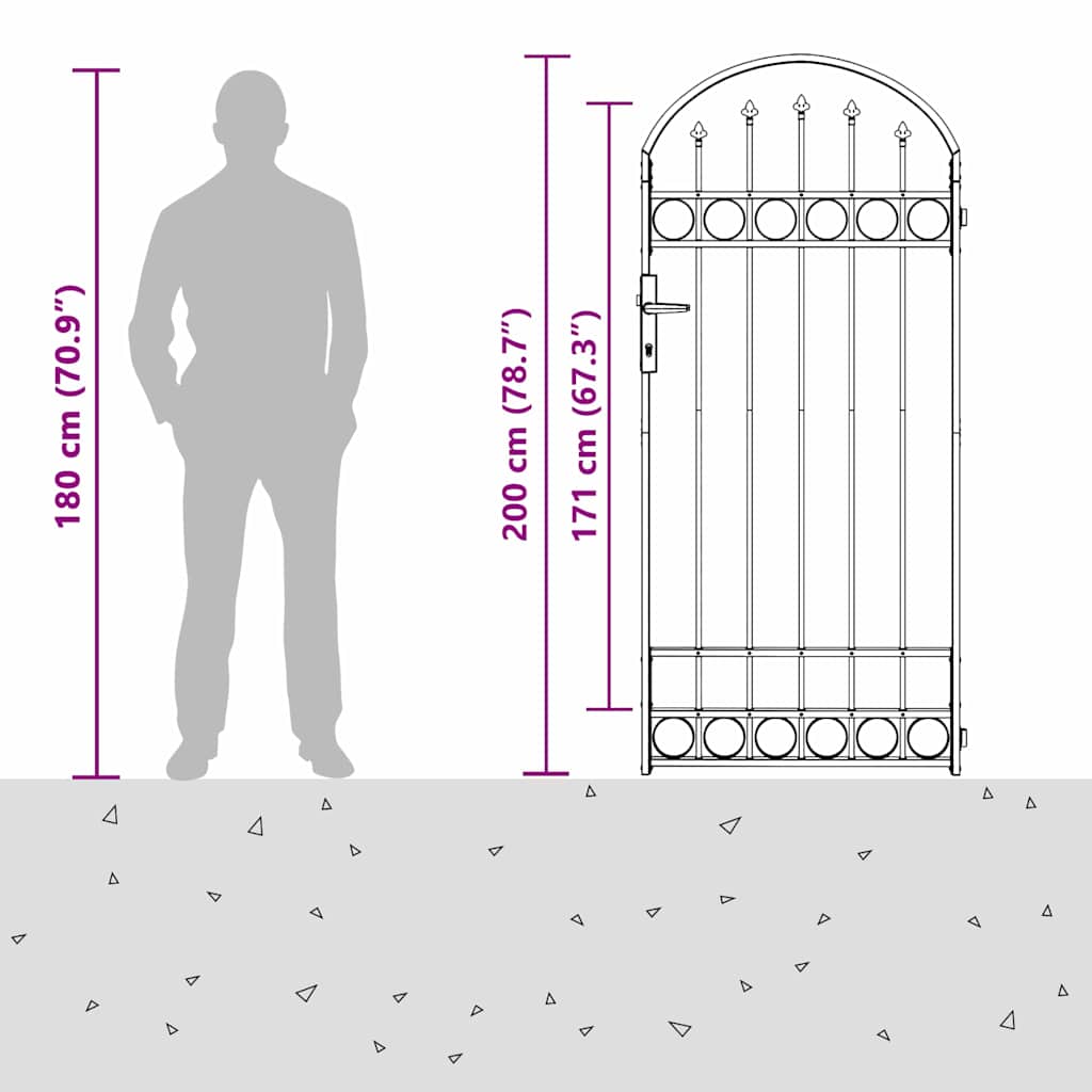 vidaXL Cancello per recinzione Grigio 89 x 200 cm Acciaio