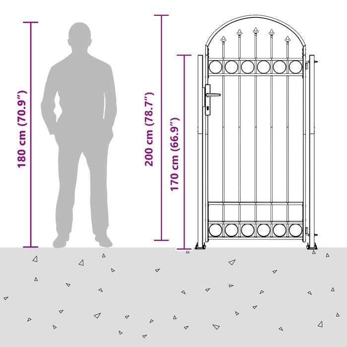 Palo della recinzione Grigio 200 x 88 x 14 cm Acciaio 42008887