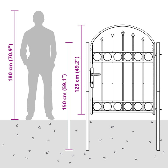 Cancello per recinzione con blocco Grigio 100 x 125 cm 42008926