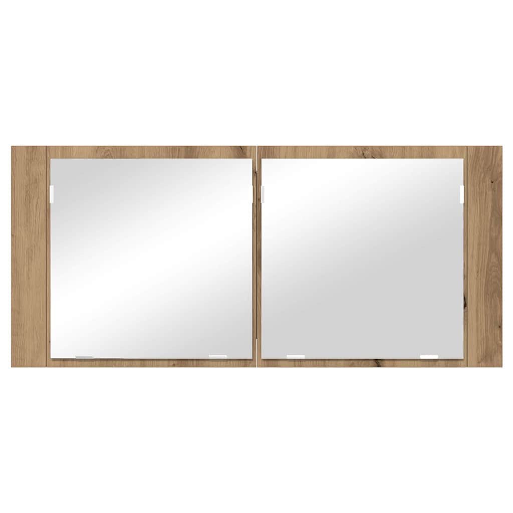 Armadio Specchio LED-Mobile bagno con specchio rovere artigianale 100 x 12 x 45 cm