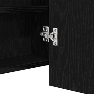 Armadio Specchio LED con porta Rovere nero 100 x 12 x 45 cm 875044