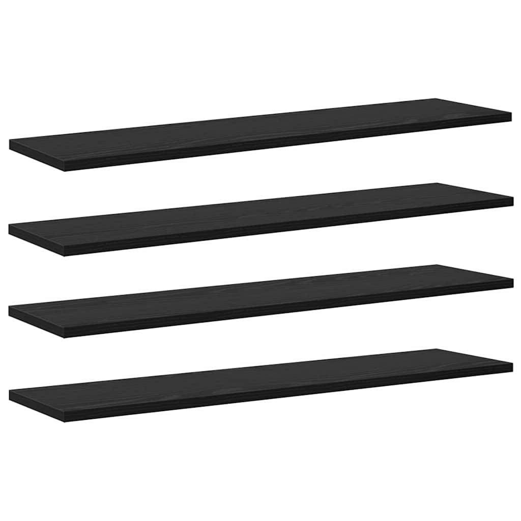 vidaXL Scaffale 4 pcs Nero 80 x 20 x 1.5 cm Legno multistrato