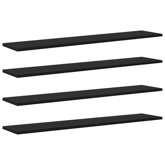 vidaXL Scaffale 4 pcs Nero 100 x 20 x 1.5 cm Legno multistrato