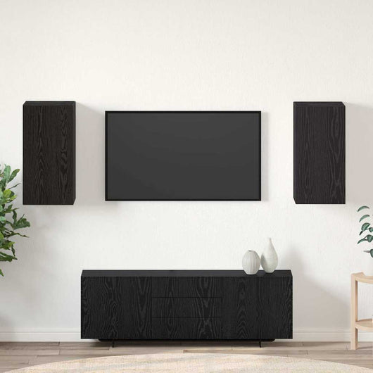 Mobile TV da Parete 2 pz-Set di 2 Mobile TV a Muro-Credenza TV Rovere Nero 30,5 x 30 x 60 cm