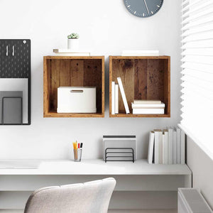 Armadietti a Muro 2 Pezzi - Legno Antico - 37x37x37 cm - Fatto in Legno Ingegnerizzato 875073