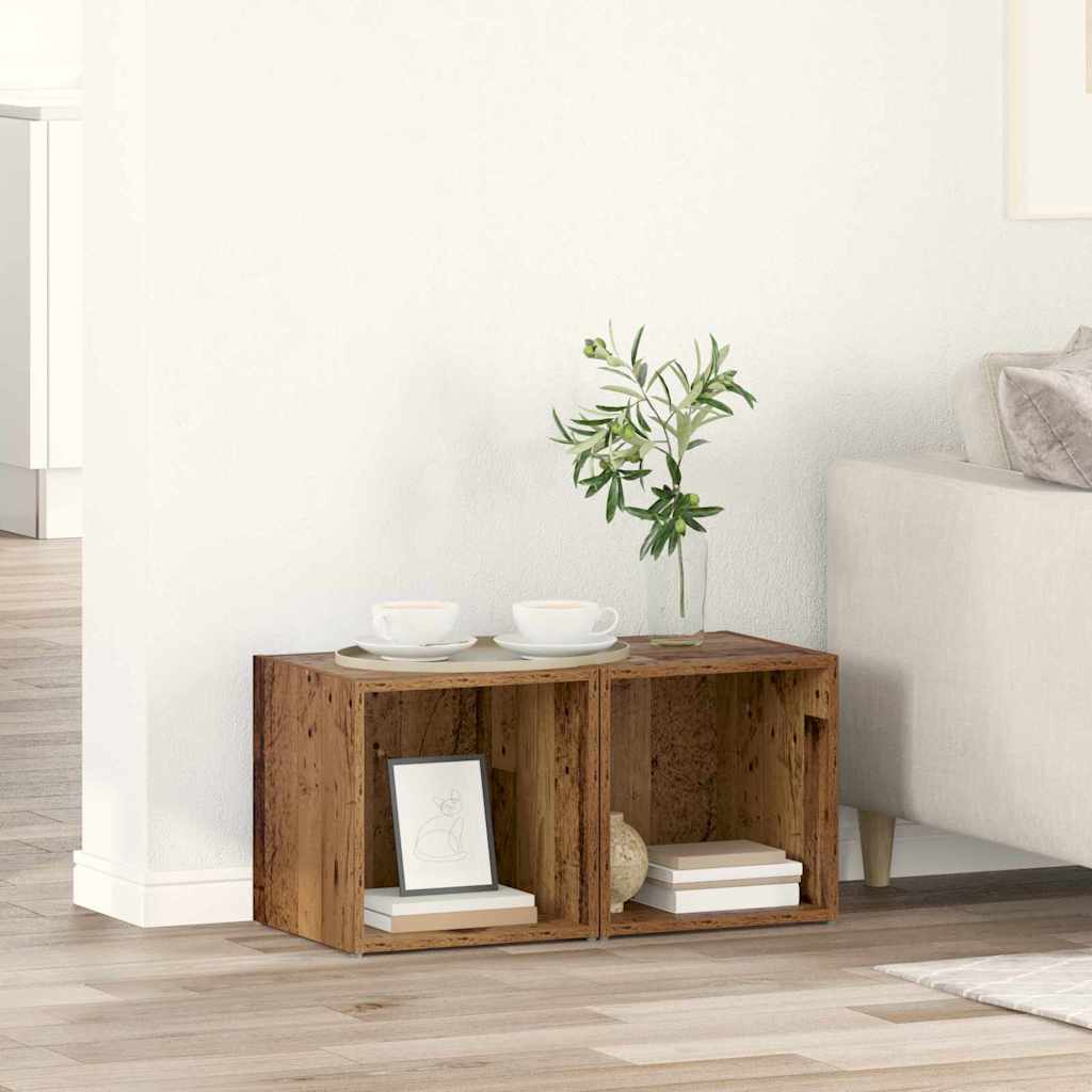 Set mobile TV 2 pz-Set di 2 Credenza per TV Legno vecchio 37 x 35 x 37,5 cm