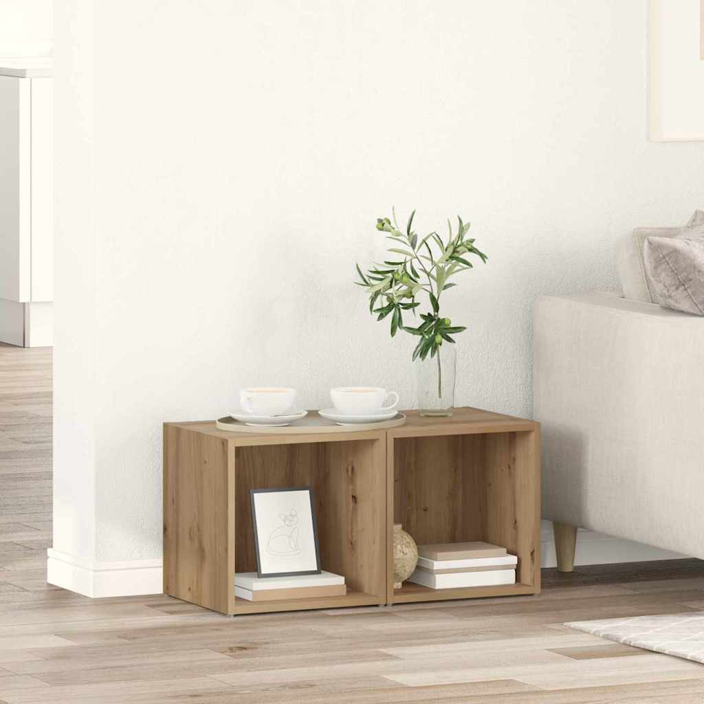 Set mobile TV 2 pz-Set di 2 Credenza per TV Rovere artigianale 37 x 35 x 37,5 cm