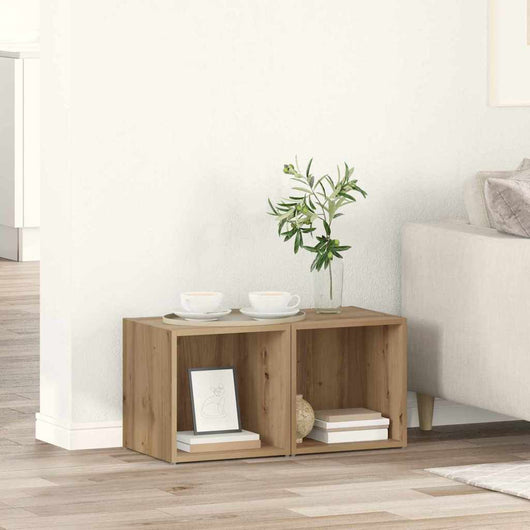 Set mobile TV 2 pz-Set di 2 Credenza per TV Rovere artigianale 37 x 35 x 37,5 cm