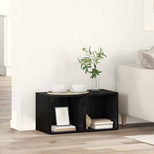 Set mobile TV 2 pz-Set di 2 Credenza per TV Nero 37 x 35 x 37,5 cm Legno multistrato