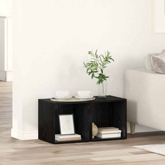 Set mobile TV 2 pz-Set di 2 Credenza per TV Nero 37 x 35 x 37,5 cm Legno multistrato