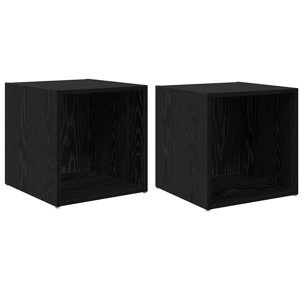 Set mobile TV 2 pz-Set di 2 Credenza per TV Nero 37 x 35 x 37,5 cm Legno multistrato