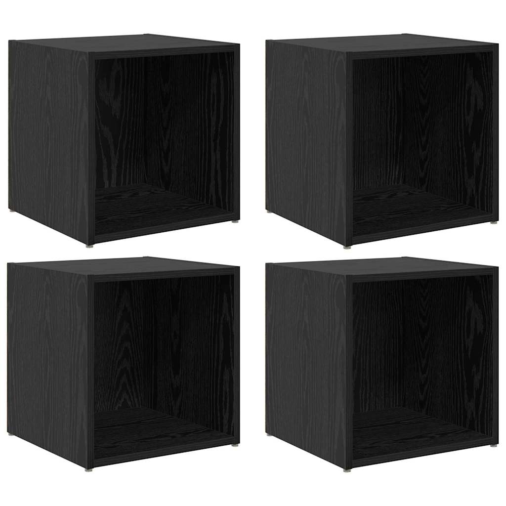 Set mobile TV 4 pz-Set di 4 Credenza per TV Nero 37 x 35 x 37,5 cm Legno multistrato