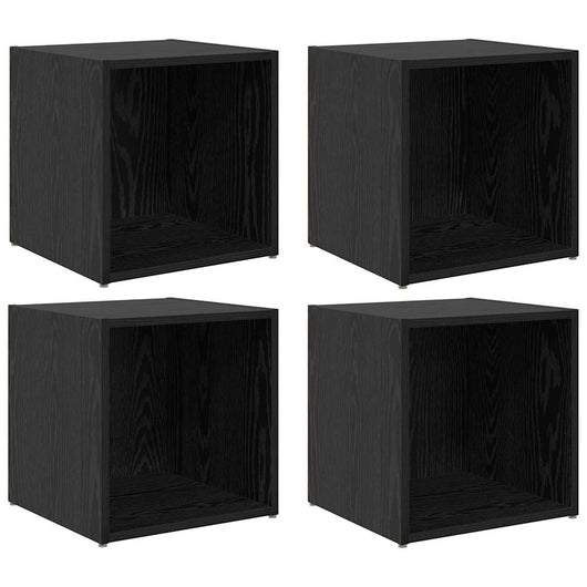 Set mobile TV 4 pz-Set di 4 Credenza per TV Nero 37 x 35 x 37,5 cm Legno multistrato