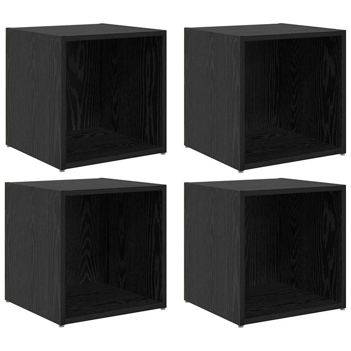 Set mobile TV 4 pz-Set di 4 Credenza per TV Nero 37 x 35 x 37,5 cm Legno multistrato
