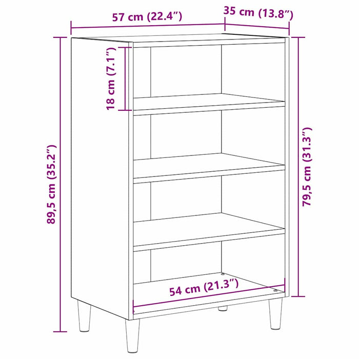 vidaXL Credenza rovere artigianale 57 x 35 x 89.5 cm Legno multistrato
