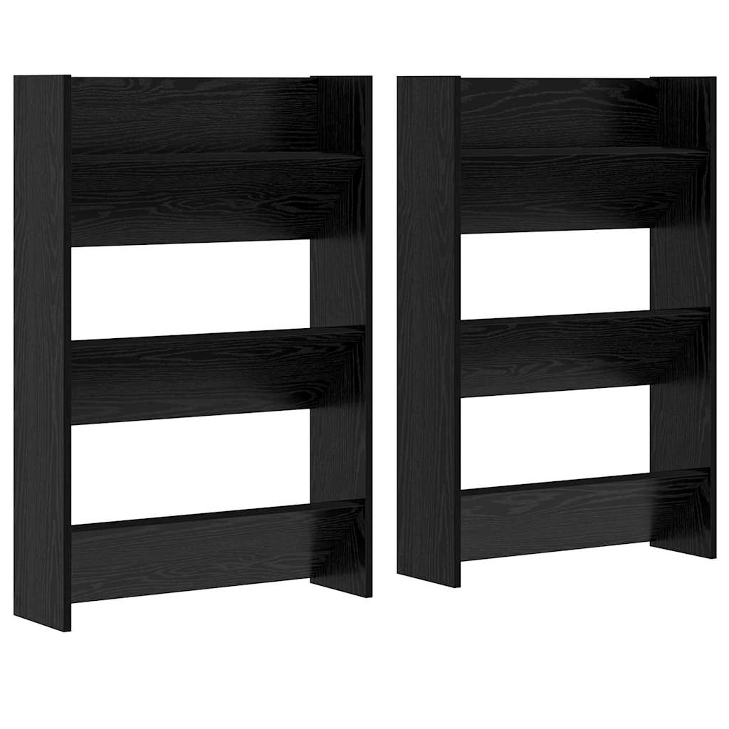 vidaXL Armadi per scarpe da muro 2 pcs Rovere nero Legno multistrato