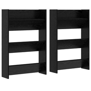 vidaXL Armadi per scarpe da muro 2 pcs Rovere nero Legno multistrato