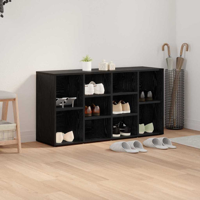 vidaXL Panca per scarpe con lo scaffale Rovere nero 103 x 30 x 54.5 cm