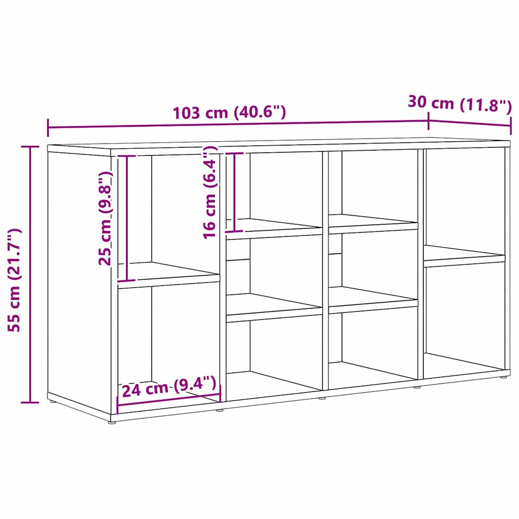 vidaXL Panca per scarpe con lo scaffale Rovere nero 103 x 30 x 54.5 cm
