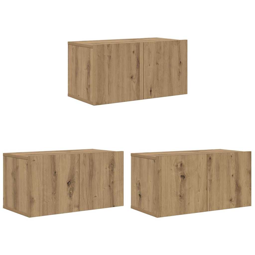 Set di Mobili TV  Rovere Artigianale MDF, Impiallacciatura Medio 875169