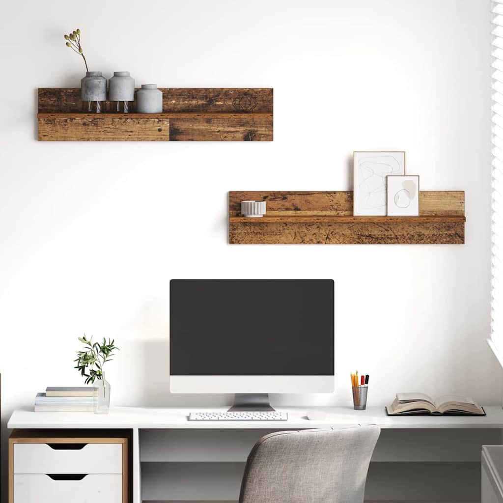 Scaffali da parete 2 pcs Legno vecchio 80 x 11.5 x 18 cm 875188