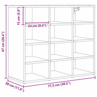 vidaXL Scarpiera con lo scaffale rovere artigianale 77.5 x 30 x 67 cm