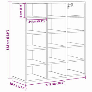 vidaXL Scarpiera Legno vecchio 77.5 x 30 x 83.5 cm Legno multistrato