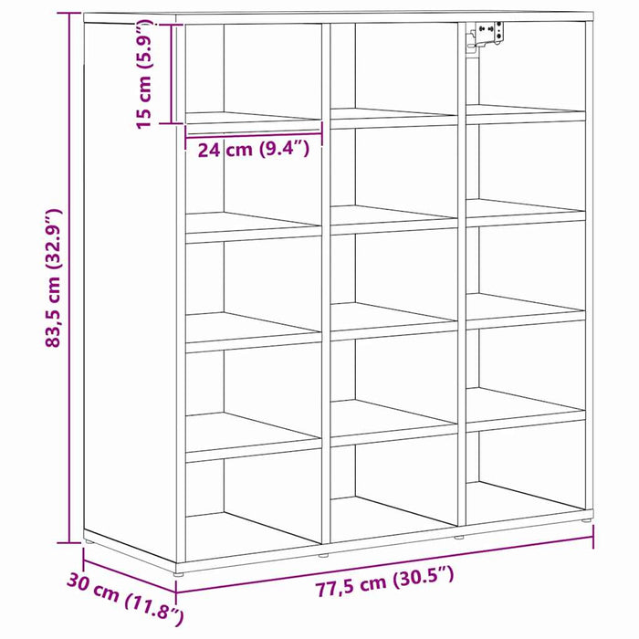 vidaXL Scarpiera rovere artigianale 77.5 x 30 x 83.5 cm