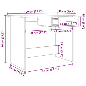 vidaXL Scrivania rovere artigianale 100 x 50 x 76 cm Legno multistrato