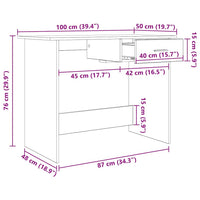 vidaXL Scrivania Rovere nero 100 x 50 x 76 cm Legno multistrato