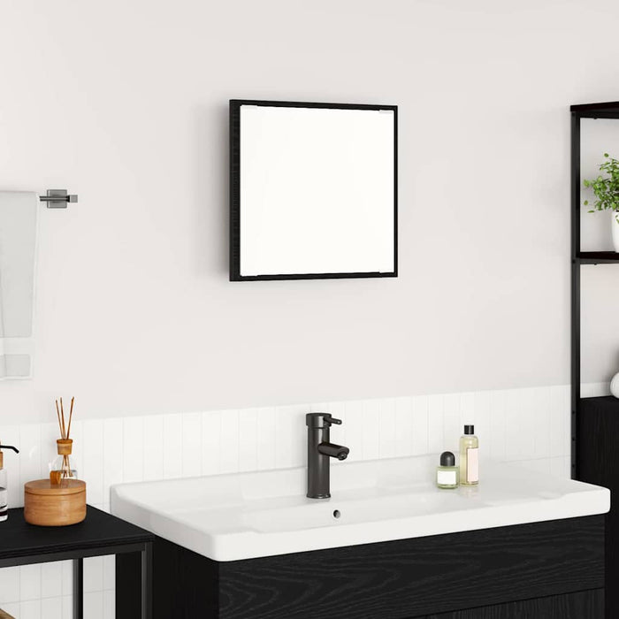 Specchio da Bagno LED-Specchio decorativo con LED con specchio Rovere Nero 40 x 37 x 8.5 cm