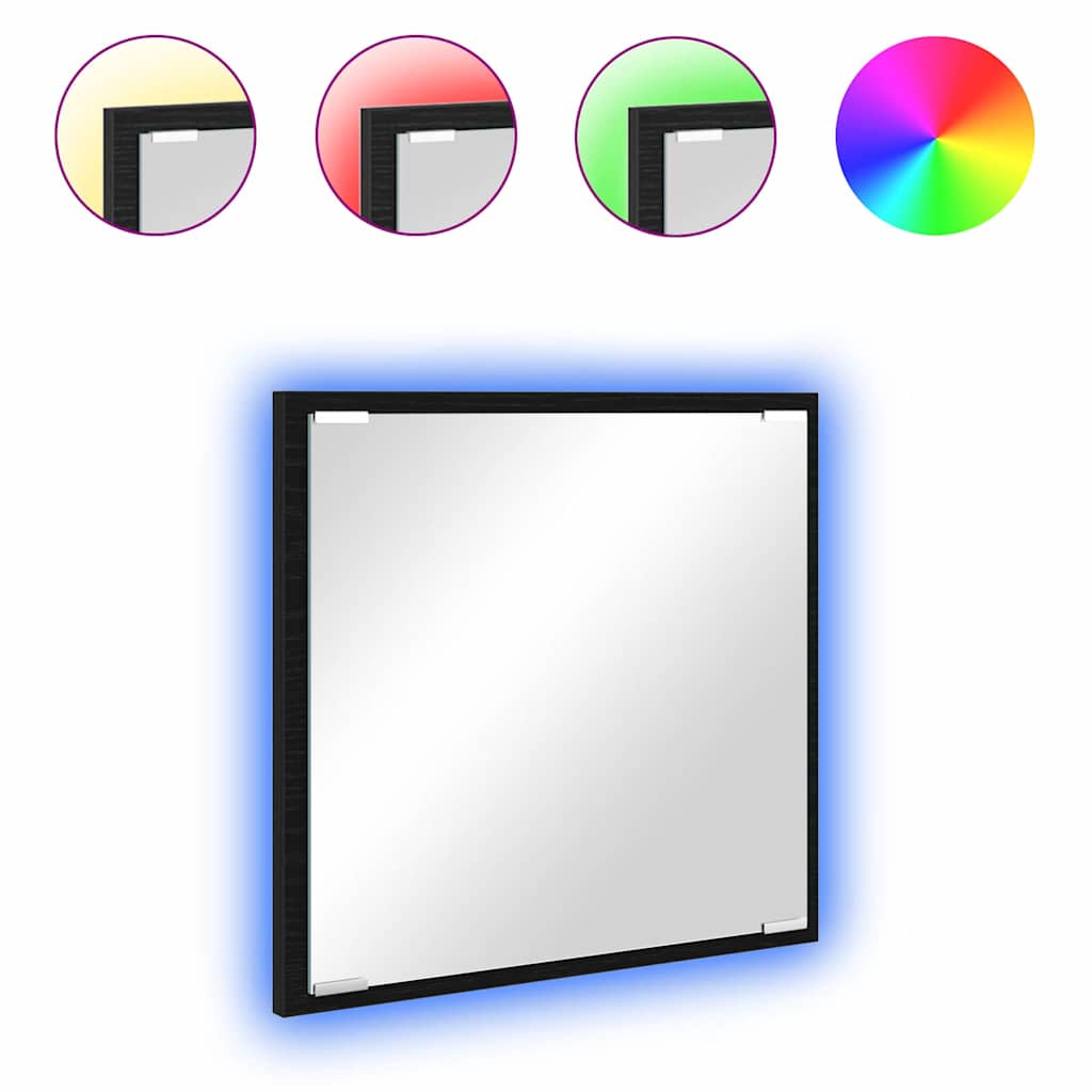 Specchio da bagno LED con specchio Rovere nero 40 x 8.5 x 37 cm 875413