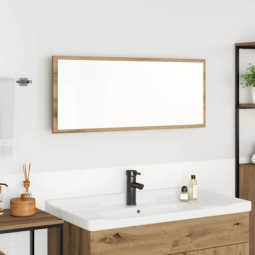 Specchio-Specchio Decorativo Rovere artigianale 90 x 8,5 x 37 cm Legno multistrato