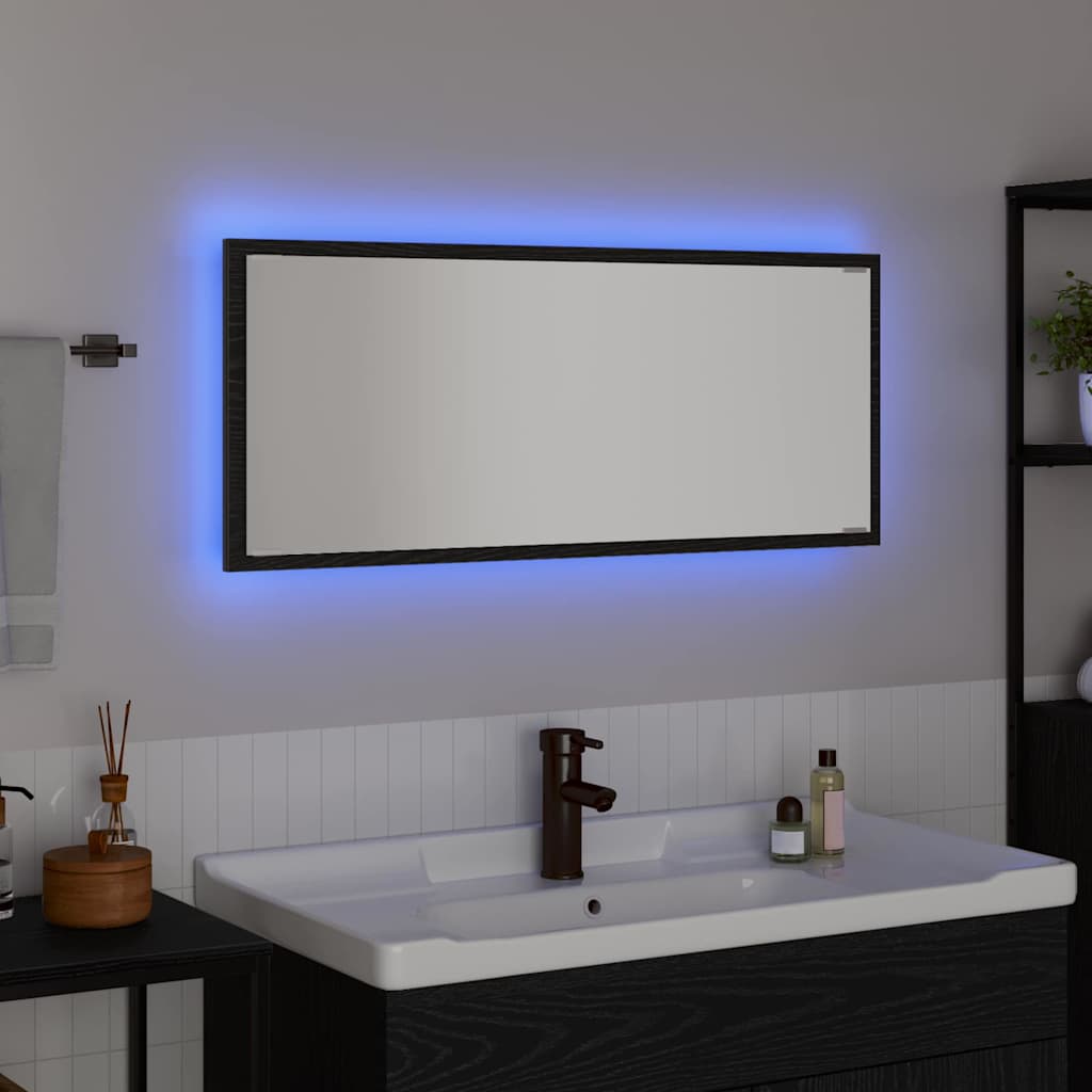 Specchio Rovere nero 90 x 8.5 x 37 cm Legno multistrato 875421