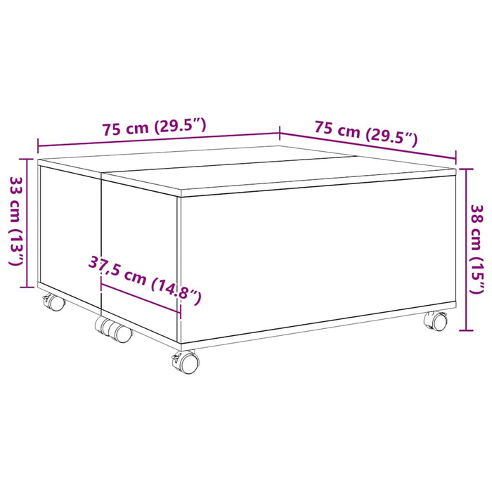 vidaXL Tavolino da salotto Rovere nero 75 x 75 x 38 cm